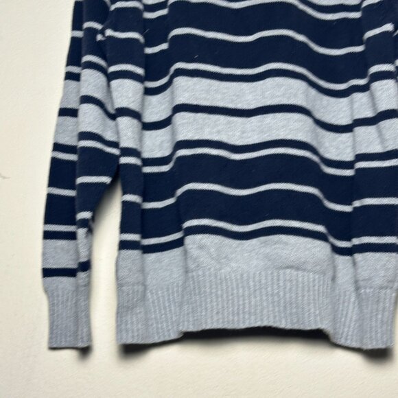 Nautica Jeans Co 1/4 Zip Casual Striped Blue Grey Waffle Knit Sweater Men 2XL - Picture 11 of 12